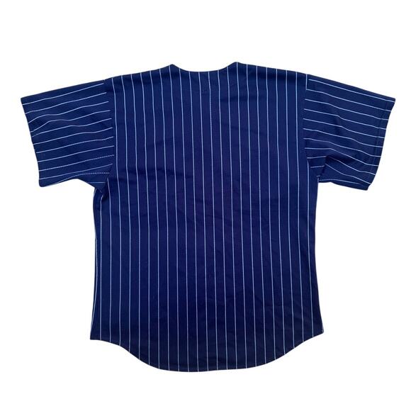 Majestic MLB New York Yankees Pinstripe Blue Jersey Mens Size XL - Picture 2 of 6